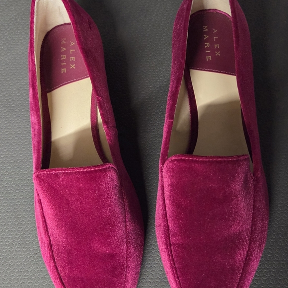 Alex Marie Velvet Loafers in Rich Pink - Picture 2 of 5